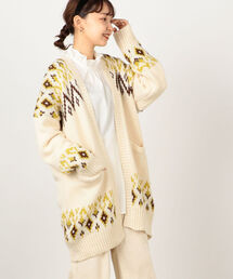 fredy couleur | ジャガード抜け衿ロングカーディガン(カーディガン/ボレロ)