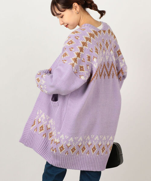 fredy couleur（フレディクルール）の「ジャガード抜け衿ロングカーディガン（カーディガン/ボレロ・レディース・ホワイト系その他5/パープル系その他5・38）」の2枚目の写真