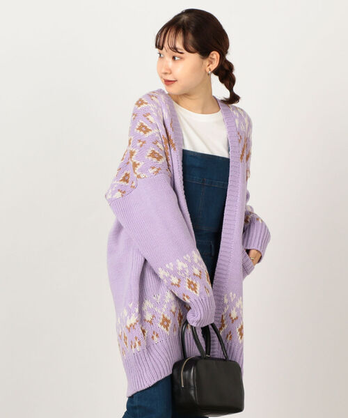fredy couleur（フレディクルール）の「ジャガード抜け衿ロングカーディガン（カーディガン/ボレロ・レディース・ホワイト系その他5/パープル系その他5・38）」の11枚目の写真