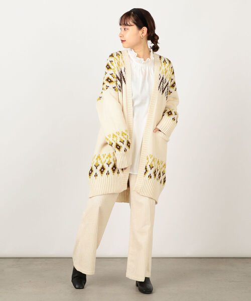 fredy couleur（フレディクルール）の「ジャガード抜け衿ロングカーディガン（カーディガン/ボレロ・レディース・ホワイト系その他5/パープル系その他5・38）」の16枚目の写真