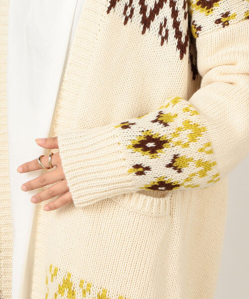 fredy couleur（フレディクルール）の「ジャガード抜け衿ロングカーディガン（カーディガン/ボレロ・レディース・ホワイト系その他5/パープル系その他5・38）」の8枚目の写真