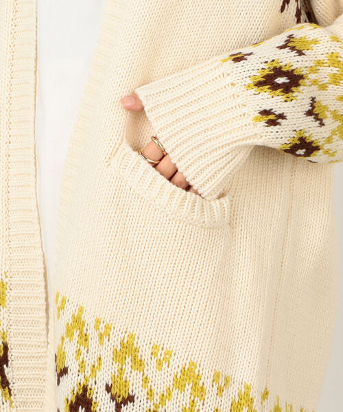 fredy couleur（フレディクルール）の「ジャガード抜け衿ロングカーディガン（カーディガン/ボレロ・レディース・ホワイト系その他5/パープル系その他5・38）」の6枚目の写真