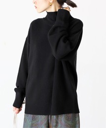 ウールカシミア ロングネックニット◆