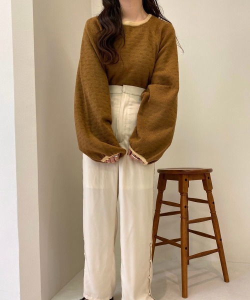 lawgy（ラウジー）の「original spring knit tops（ニット/セーター・レディース・ブラウン/アイボリー・FREE）」の8枚目の写真