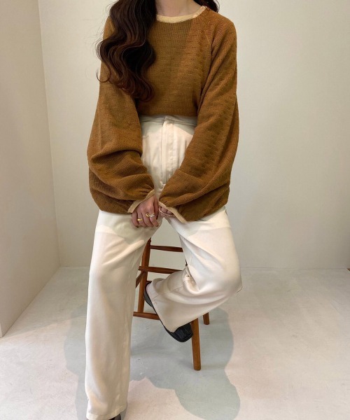 lawgy（ラウジー）の「original spring knit tops（ニット/セーター・レディース・ブラウン/アイボリー・FREE）」の17枚目の写真