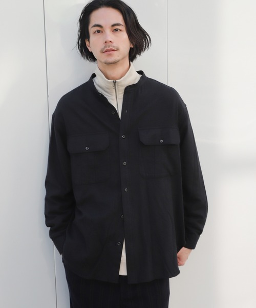 niko and...（ニコアンド）の「ウール混アーミーシャツ（シャツ/ブラウス・メンズ・ネイビー/キャメル/アイボリー・MEDIUM/LARGE）」の3枚目の写真