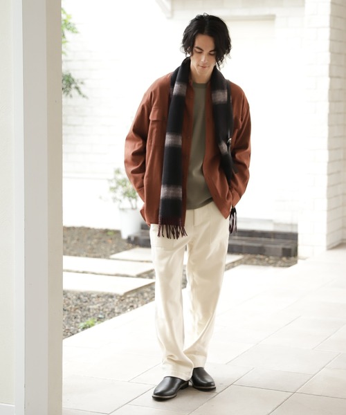 niko and...（ニコアンド）の「ウール混アーミーシャツ（シャツ/ブラウス・メンズ・ネイビー/キャメル/アイボリー・MEDIUM/LARGE）」の4枚目の写真