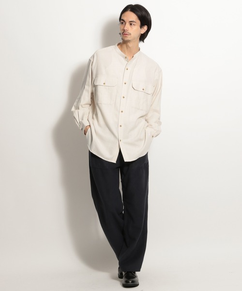 niko and...（ニコアンド）の「ウール混アーミーシャツ（シャツ/ブラウス・メンズ・ネイビー/キャメル/アイボリー・MEDIUM/LARGE）」の7枚目の写真