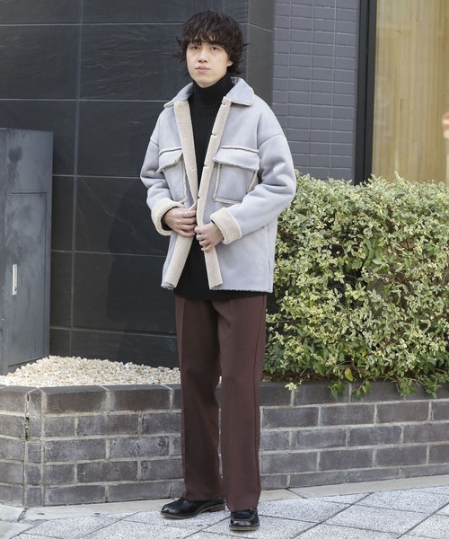 SENSE OF PLACE by URBAN RESEARCH（センスオブプレイスバイアーバンリサーチ）の「ムートンCPOジャケット（ムートンコート・メンズ・ブルー/ライトベージュ/チャコールグレー・MEDIUM/LARGE）」の6枚目の写真