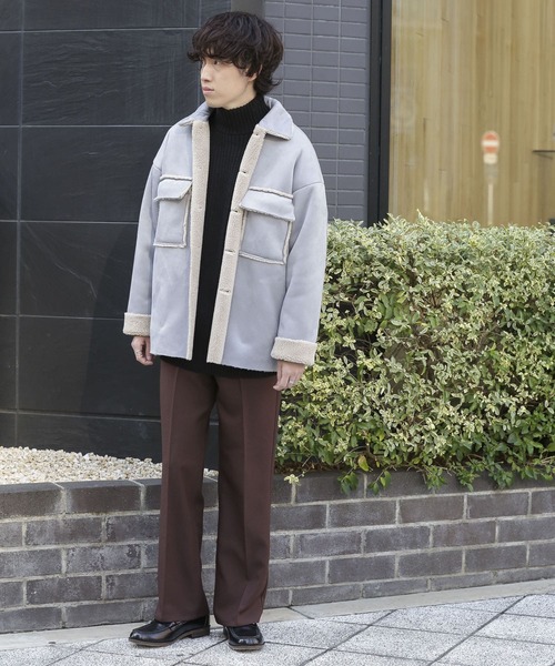 SENSE OF PLACE by URBAN RESEARCH（センスオブプレイスバイアーバンリサーチ）の「ムートンCPOジャケット（ムートンコート・メンズ・ブルー/ライトベージュ/チャコールグレー・MEDIUM/LARGE）」の7枚目の写真