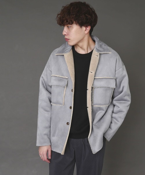 SENSE OF PLACE by URBAN RESEARCH（センスオブプレイスバイアーバンリサーチ）の「ムートンCPOジャケット（ムートンコート・メンズ・ブルー/ライトベージュ/チャコールグレー・MEDIUM/LARGE）」の10枚目の写真