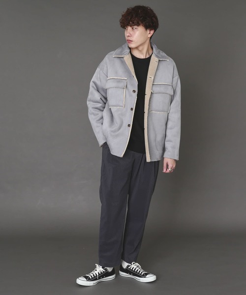 SENSE OF PLACE by URBAN RESEARCH（センスオブプレイスバイアーバンリサーチ）の「ムートンCPOジャケット（ムートンコート・メンズ・ブルー/ライトベージュ/チャコールグレー・MEDIUM/LARGE）」の12枚目の写真