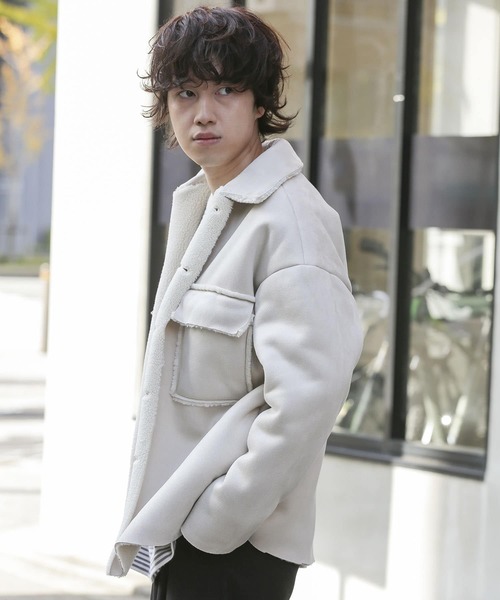 SENSE OF PLACE by URBAN RESEARCH（センスオブプレイスバイアーバンリサーチ）の「ムートンCPOジャケット（ムートンコート・メンズ・ブルー/ライトベージュ/チャコールグレー・MEDIUM/LARGE）」の14枚目の写真