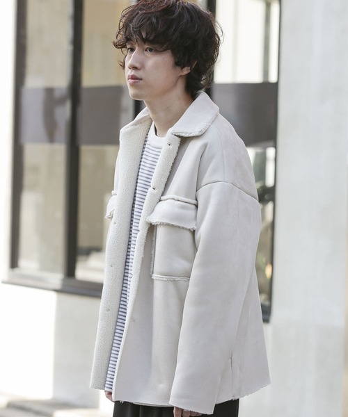 SENSE OF PLACE by URBAN RESEARCH（センスオブプレイスバイアーバンリサーチ）の「ムートンCPOジャケット（ムートンコート・メンズ・ブルー/ライトベージュ/チャコールグレー・MEDIUM/LARGE）」の15枚目の写真