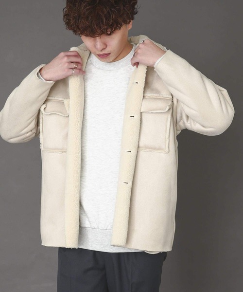 SENSE OF PLACE by URBAN RESEARCH（センスオブプレイスバイアーバンリサーチ）の「ムートンCPOジャケット（ムートンコート・メンズ・ブルー/ライトベージュ/チャコールグレー・MEDIUM/LARGE）」の18枚目の写真