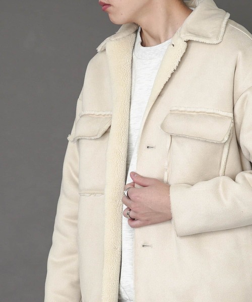 SENSE OF PLACE by URBAN RESEARCH（センスオブプレイスバイアーバンリサーチ）の「ムートンCPOジャケット（ムートンコート・メンズ・ブルー/ライトベージュ/チャコールグレー・MEDIUM/LARGE）」の19枚目の写真