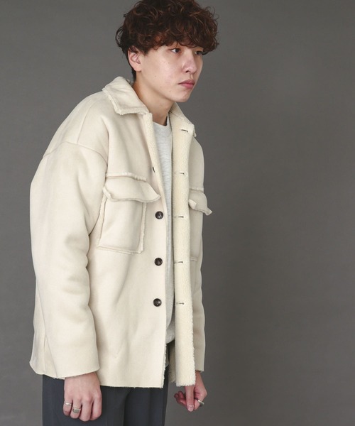 SENSE OF PLACE by URBAN RESEARCH（センスオブプレイスバイアーバンリサーチ）の「ムートンCPOジャケット（ムートンコート・メンズ・ブルー/ライトベージュ/チャコールグレー・MEDIUM/LARGE）」の20枚目の写真