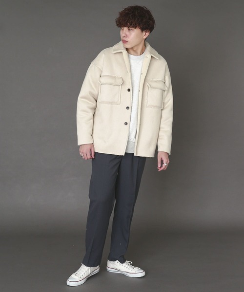 SENSE OF PLACE by URBAN RESEARCH（センスオブプレイスバイアーバンリサーチ）の「ムートンCPOジャケット（ムートンコート・メンズ・ブルー/ライトベージュ/チャコールグレー・MEDIUM/LARGE）」の22枚目の写真