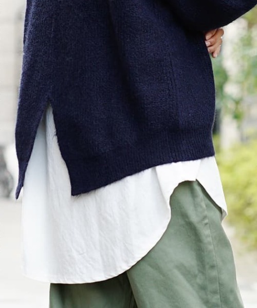 apartment department（アパートメントデパートメント）の「バックスリット ボリュームスリーブ モヘアニット（ニット/セーター・レディース・ネイビー/アイボリー・M）」の5枚目の写真