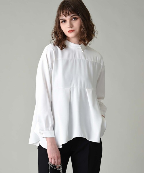 RAW FUDGE(ローファッジ)の「サテン切替Aラインブラウス(シャツ/ブラウス・レディース・ブラック/ベージュ/オフホワイト/カーキ・M)」の2枚目の写真