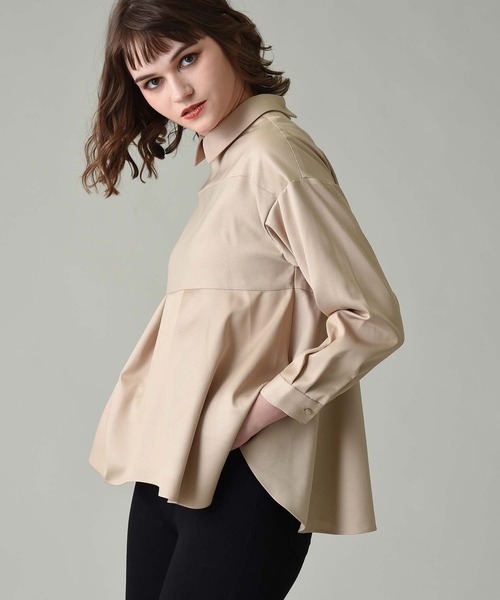 RAW FUDGE(ローファッジ)の「サテン切替Aラインブラウス(シャツ/ブラウス・レディース・ブラック/ベージュ/オフホワイト/カーキ・M)」の10枚目の写真