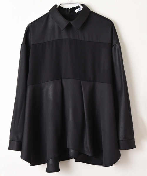 RAW FUDGE(ローファッジ)の「サテン切替Aラインブラウス(シャツ/ブラウス・レディース・ブラック/ベージュ/オフホワイト/カーキ・M)」の19枚目の写真