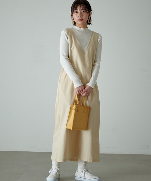KANGOL EXTRA COMFORT（カンゴールエクストラコンフォート）の「【KANGOL EXTRA COMFORT(カンゴール エクストラコンフォート)】《WEB別注》Vネック ツイルワンピース 3WAYジャンスカ（ジャンパースカート・レディース・ブラック/ベージュ/カーキ・LL/M/L）」の17枚目の写真