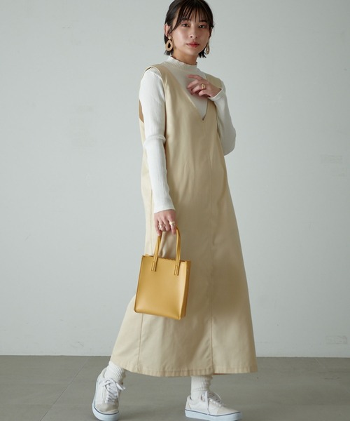 KANGOL EXTRA COMFORT（カンゴールエクストラコンフォート）の「【KANGOL EXTRA COMFORT(カンゴール エクストラコンフォート)】《WEB別注》Vネック ツイルワンピース 3WAYジャンスカ（ジャンパースカート・レディース・ブラック/ベージュ/カーキ・LL/M/L）」の19枚目の写真