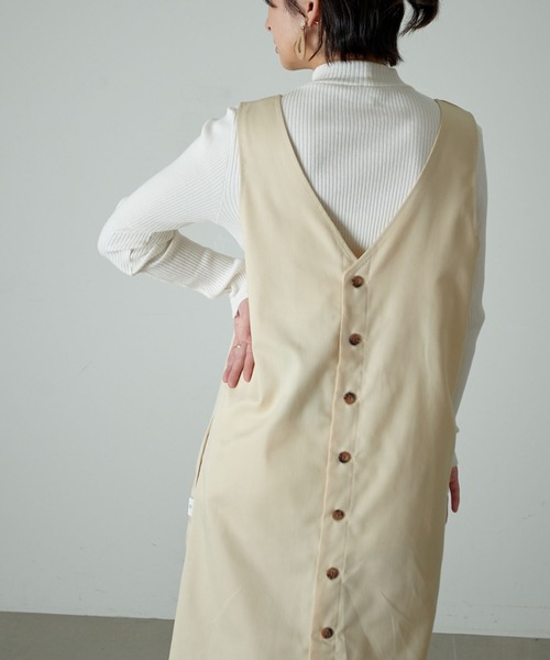 KANGOL EXTRA COMFORT（カンゴールエクストラコンフォート）の「【KANGOL EXTRA COMFORT(カンゴール エクストラコンフォート)】《WEB別注》Vネック ツイルワンピース 3WAYジャンスカ（ジャンパースカート・レディース・ブラック/ベージュ/カーキ・LL/M/L）」の21枚目の写真