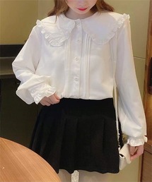 フリル衿 ピンタックブラウス