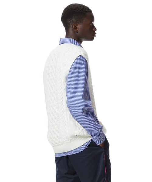 uniform experiment(ユニフォームエクスペリメント)の「COTTON CABLE KNIT VEST(ベスト・メンズ・ブラック/ホワイト・2/3/1/4)」の10枚目の写真