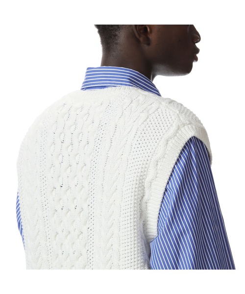 uniform experiment(ユニフォームエクスペリメント)の「COTTON CABLE KNIT VEST(ベスト・メンズ・ブラック/ホワイト・2/3/1/4)」の12枚目の写真