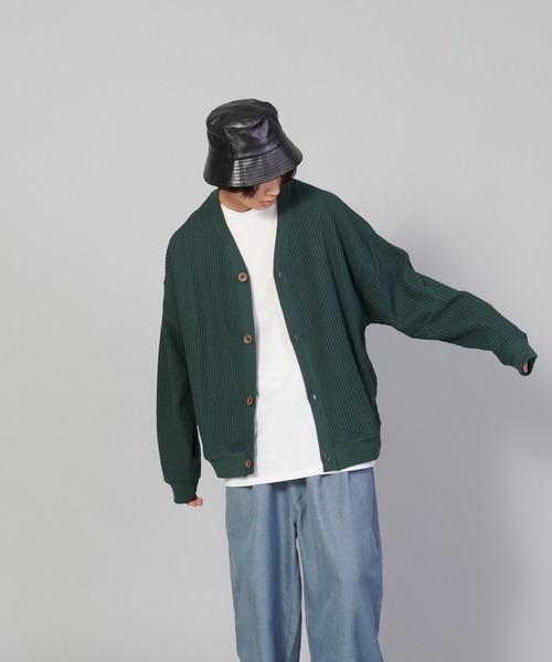 UNIIT（ユニット）の「【UNIIT/ユニット】ビッグワッフルカーディガン（カーディガン/ボレロ・メンズ・グリーン/ブラック/アイボリー・MEDIUM/LARGE/SMALL）」の3枚目の写真