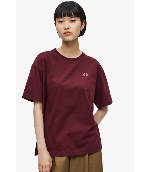 Tシャツ・カットソー FRED PERRY [Women's] Crew Neck T-shirt 5FT1990 Crew Neck T-Shirt - Black | Women's Shirts | Checked Shirts