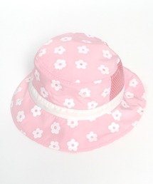 撥水ポリエステルタフタ花プリント日よけ付き帽子(S-L)