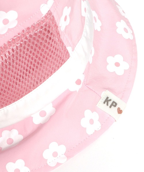 KP DECO（ケーピーデコ）の「撥水ポリエステルタフタ花プリント日よけ付き帽子(S-L)（ハット・キッズ・パープル/ピンク・SMALL/LARGE/MEDIUM）」の4枚目の写真