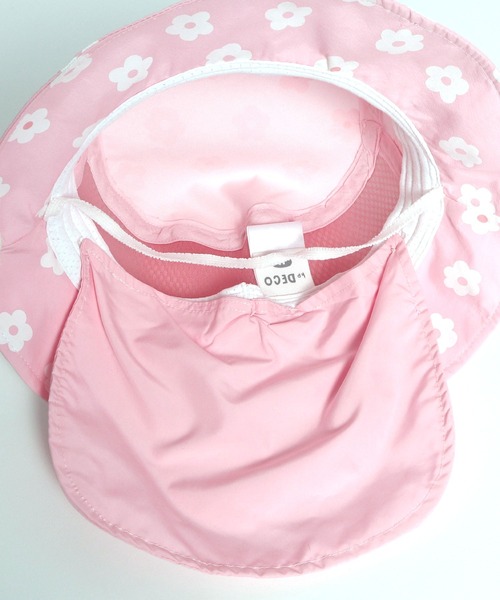 KP DECO（ケーピーデコ）の「撥水ポリエステルタフタ花プリント日よけ付き帽子(S-L)（ハット・キッズ・パープル/ピンク・SMALL/LARGE/MEDIUM）」の5枚目の写真