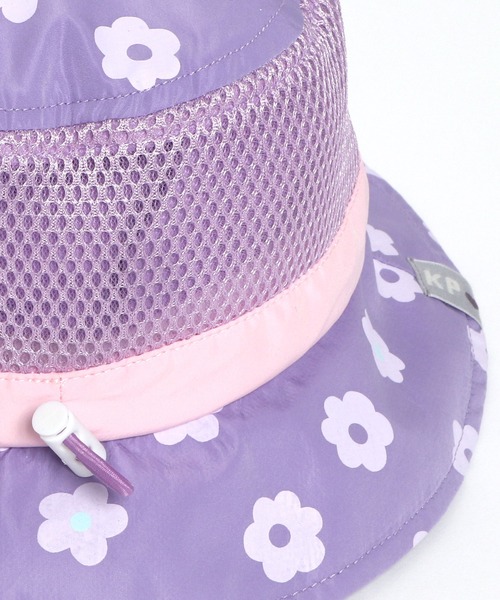 KP DECO（ケーピーデコ）の「撥水ポリエステルタフタ花プリント日よけ付き帽子(S-L)（ハット・キッズ・パープル/ピンク・SMALL/LARGE/MEDIUM）」の3枚目の写真