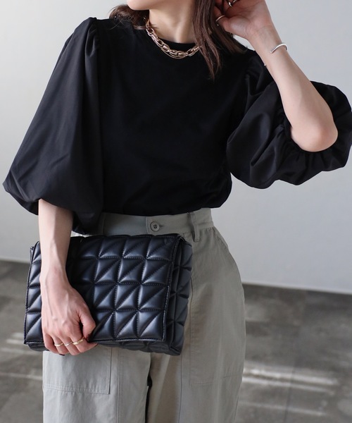 ap retro(アプレトロ)の「袖バルーンカットソー(Tシャツ/カットソー・レディース・ホワイト/ブラック/アイボリー/オートミール・FREE)」の3枚目の写真