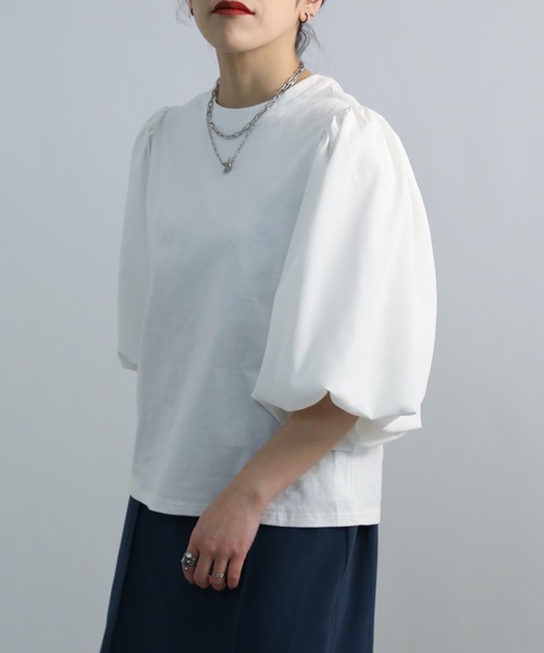 ap retro(アプレトロ)の「袖バルーンカットソー(Tシャツ/カットソー・レディース・ホワイト/ブラック/アイボリー/オートミール・FREE)」の6枚目の写真