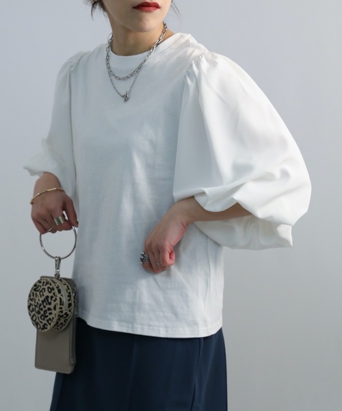 ap retro(アプレトロ)の「袖バルーンカットソー(Tシャツ/カットソー・レディース・ホワイト/ブラック/アイボリー/オートミール・FREE)」の5枚目の写真