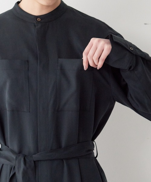 qualite(カリテ)の「テンセルツイルシャツワンピース(ワンピース・レディース・ブラック/ベージュ・38/36)」の17枚目の写真