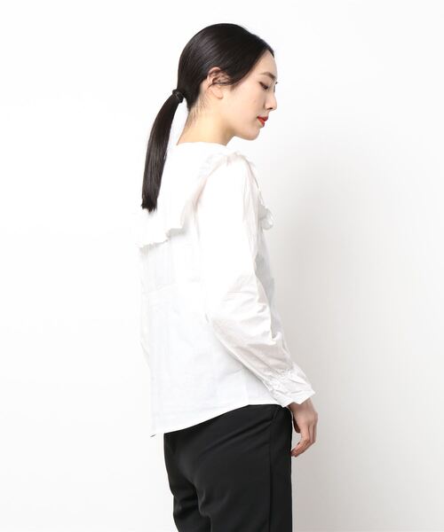 frunco（フランコ）の「襟フリルリボンブラウス（シャツ/ブラウス・レディース・ホワイト/ブルー・FREE）」の4枚目の写真