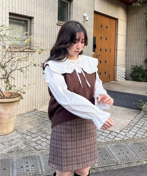 frunco（フランコ）の「襟フリルリボンブラウス（シャツ/ブラウス・レディース・ホワイト/ブルー・FREE）」の9枚目の写真