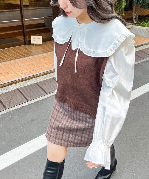 frunco（フランコ）の「襟フリルリボンブラウス（シャツ/ブラウス・レディース・ホワイト/ブルー・FREE）」の13枚目の写真