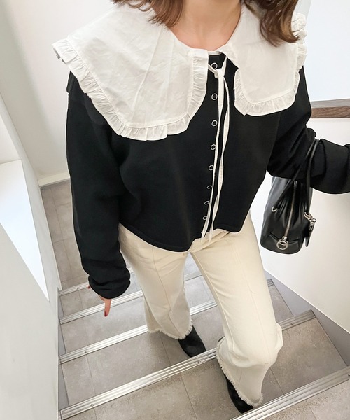 frunco（フランコ）の「襟フリルリボンブラウス（シャツ/ブラウス・レディース・ホワイト/ブルー・FREE）」の14枚目の写真