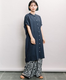 refinedworks | ポケ付袖後ろギャザーOP(シャツワンピース)