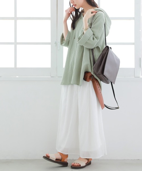 osharewalker（オシャレウォーカー）の「【廃盤】『ダブルガーゼキーネックパーカー』（パーカー・レディース・ネイビー/ブラウン/グリーン/モカ・FREE）」の10枚目の写真