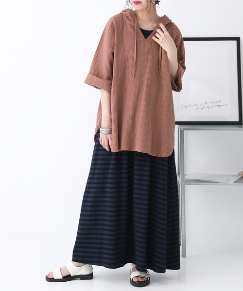 osharewalker（オシャレウォーカー）の「【廃盤】『ダブルガーゼキーネックパーカー』（パーカー・レディース・ネイビー/ブラウン/グリーン/モカ・FREE）」の12枚目の写真