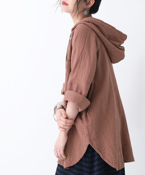 osharewalker（オシャレウォーカー）の「【廃盤】『ダブルガーゼキーネックパーカー』（パーカー・レディース・ネイビー/ブラウン/グリーン/モカ・FREE）」の11枚目の写真